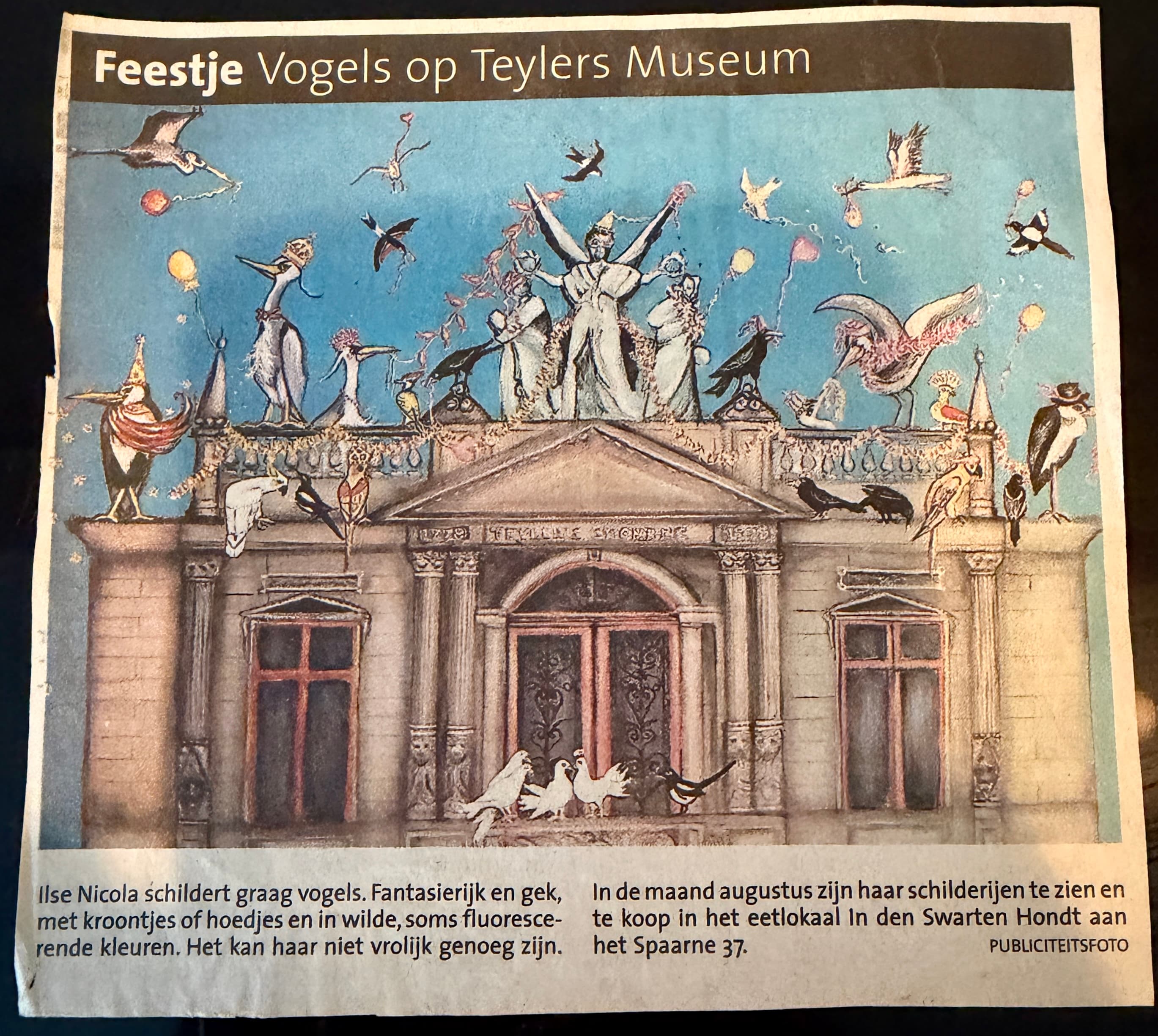 Krantenknipsel: Feestje: Vogels op Teylers Museum