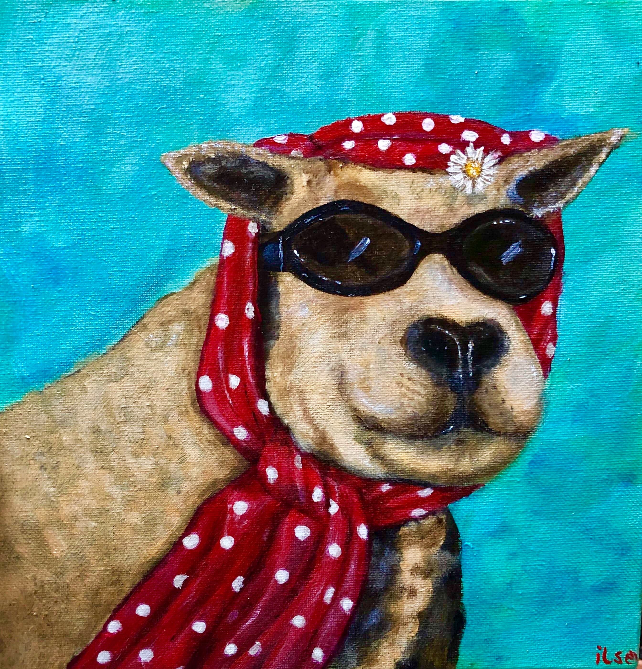 Schilderij: Alpaca met bandana