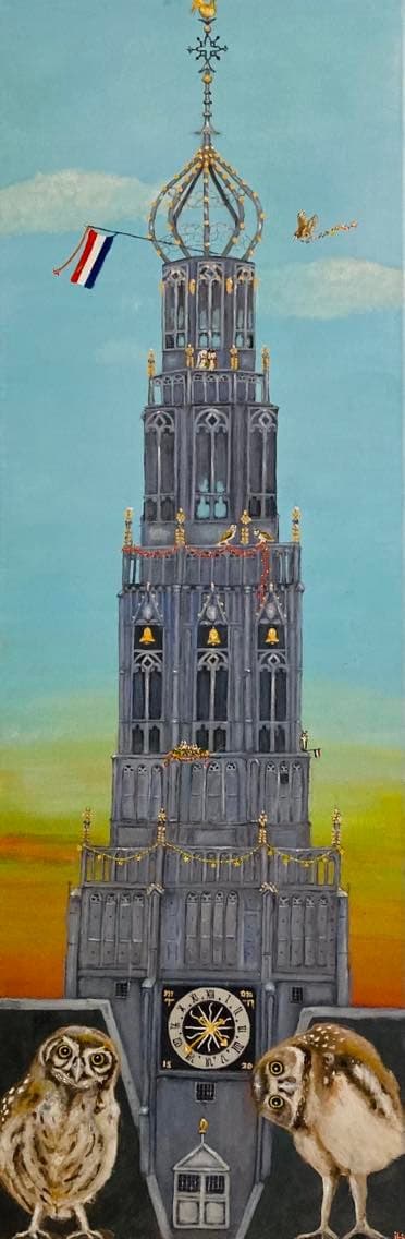 Schilderij: Bavotoren met uilskuikens