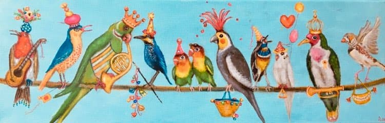 Schilderij: Bont gezelschap