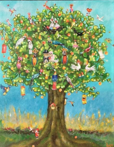 Schilderij: Bruiloft in de boom