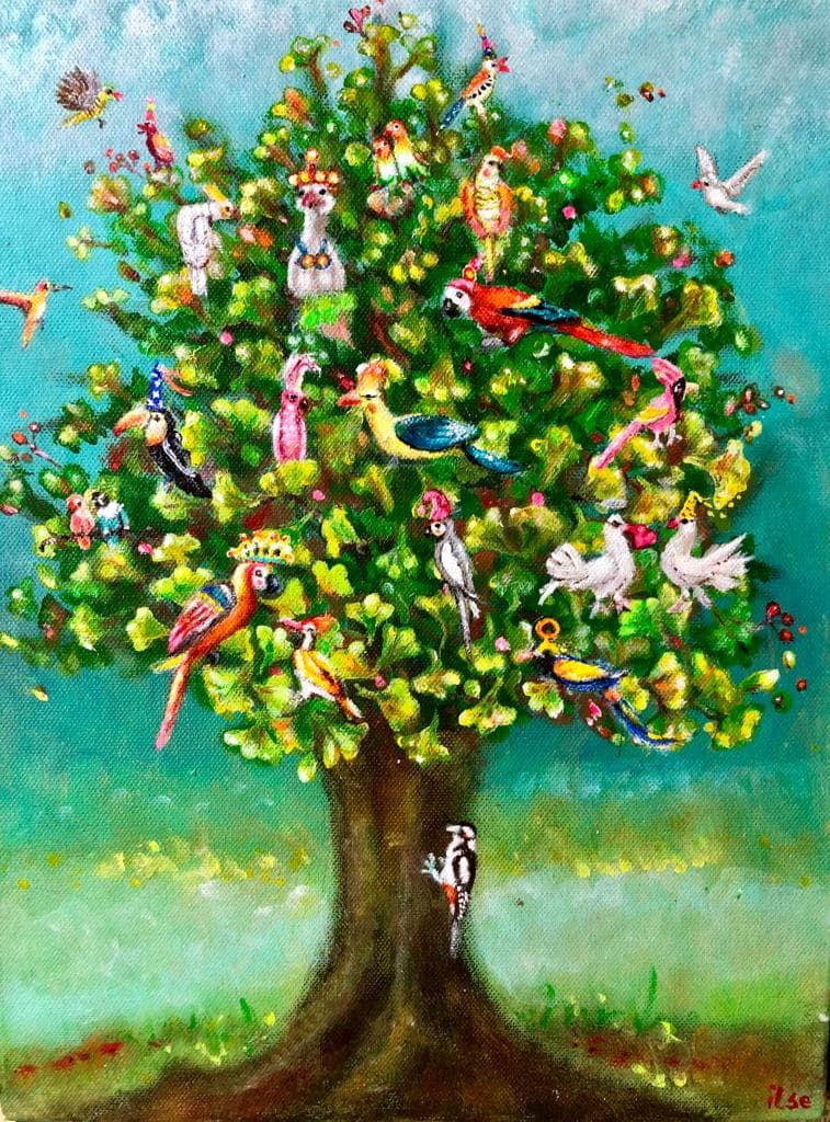 Schilderij: De vogelboom