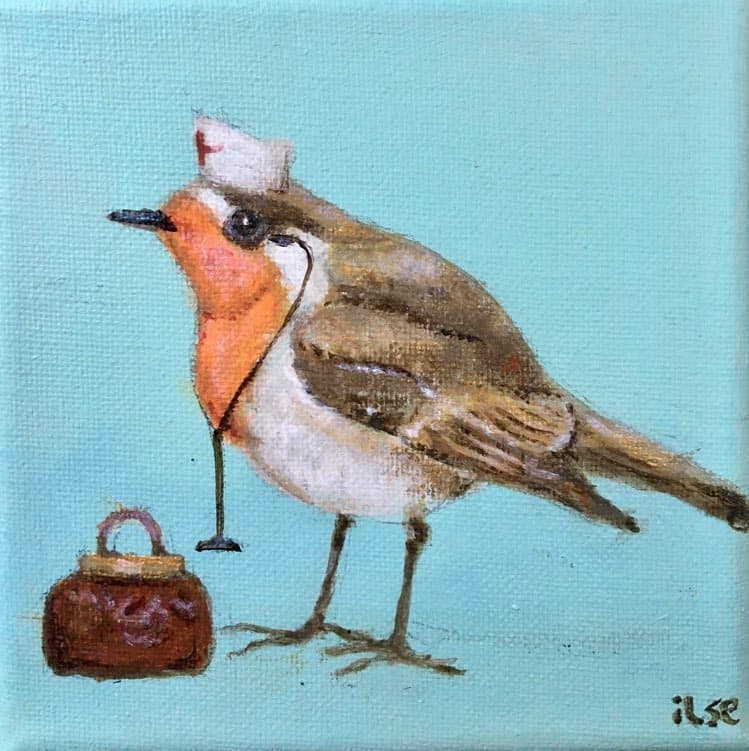 Schilderij: Dokter roodborst