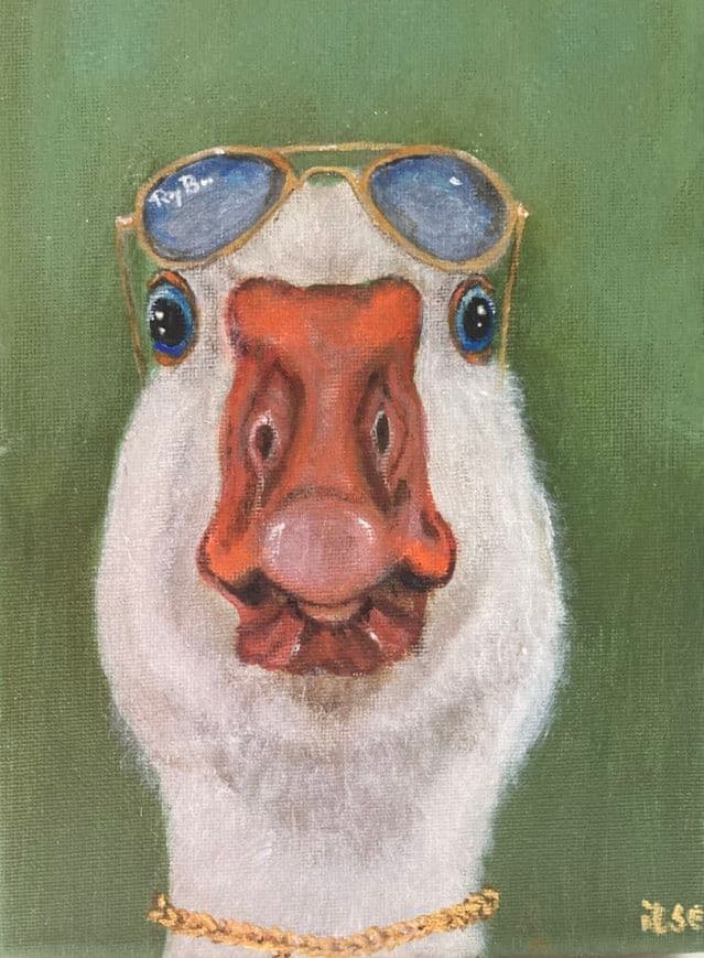Schilderij: Gans met Rayban zonnebril