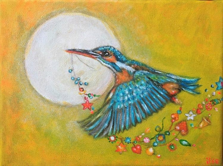 Schilderij: IJsvogel brengt geluk