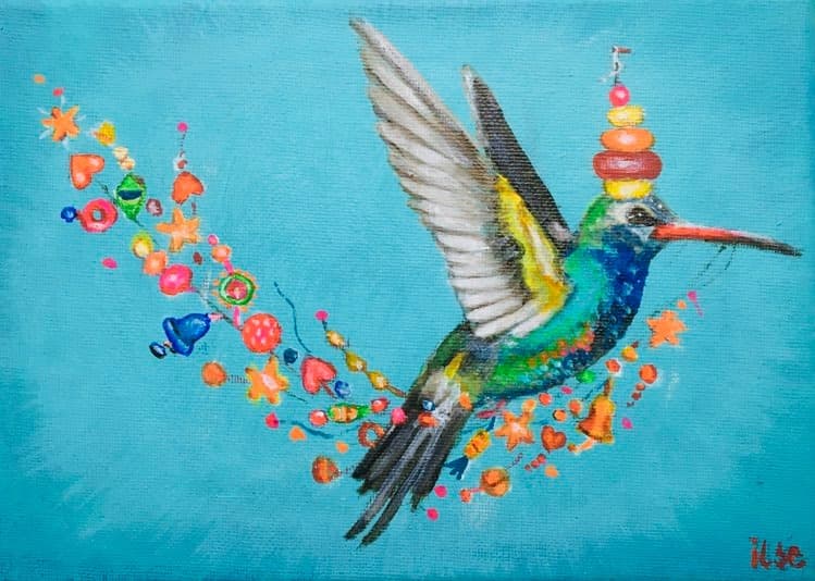 Schilderij: Kolibrie met kerstslinger