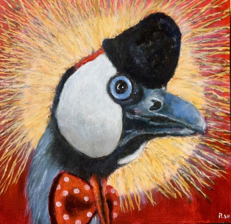 Schilderij: Kroonkraanvogel met strik