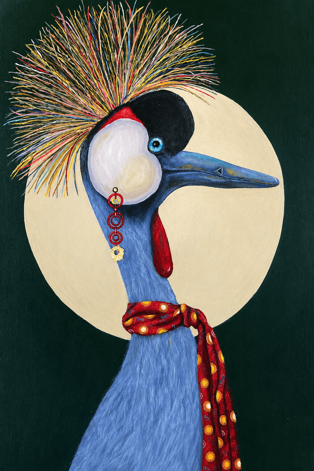 Schilderij: Kroonkraanvogel met sjaal