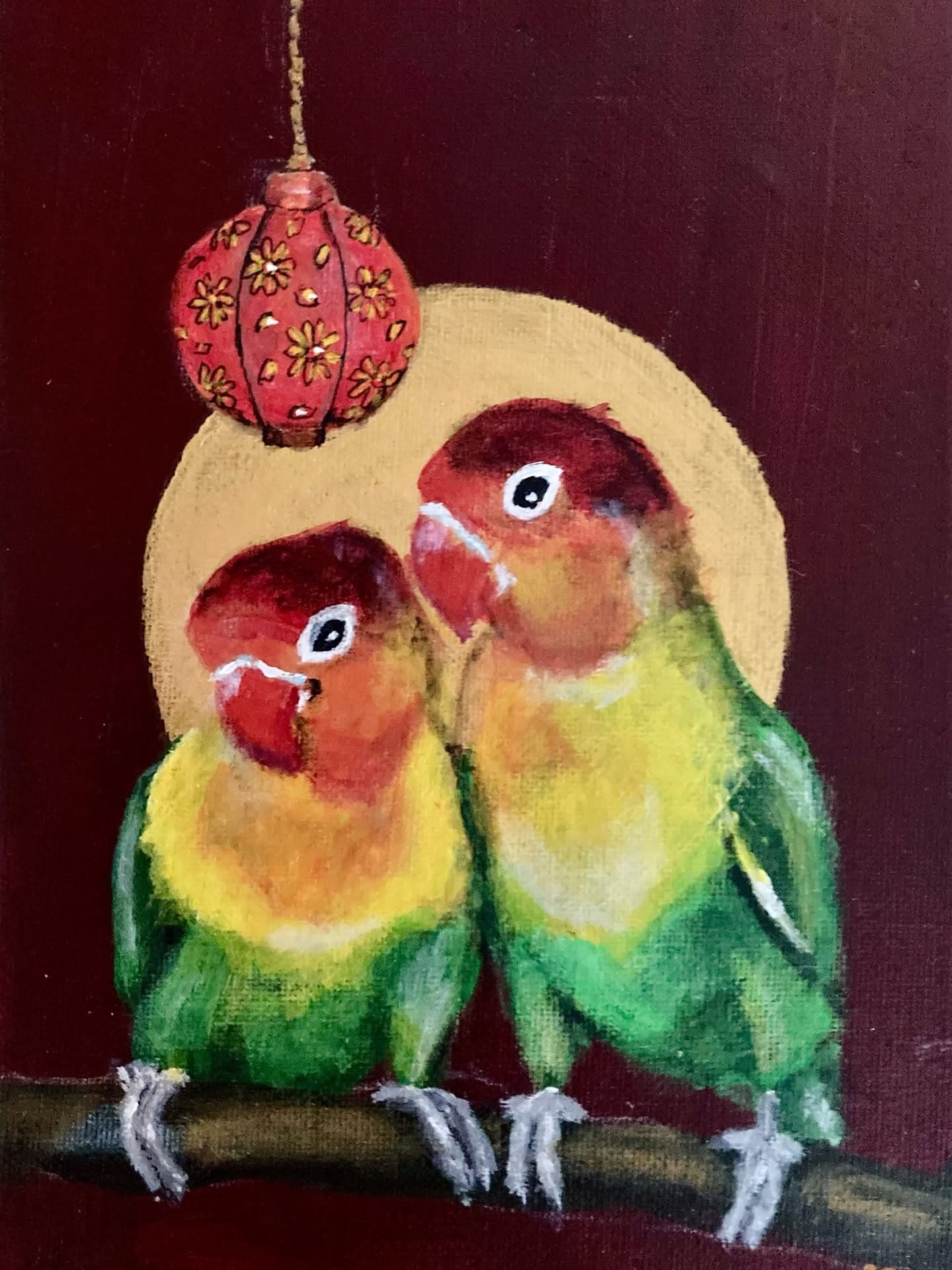 Schilderij: Verliefde vogeltjes