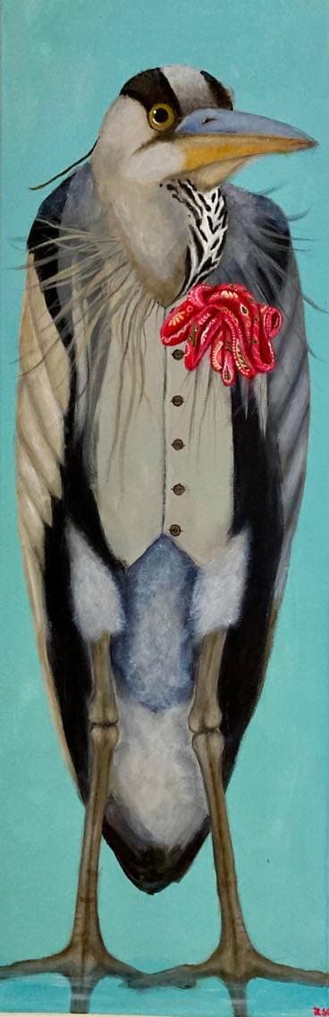 Schilderij: Reiger in vest