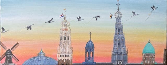 Schilderij: Torens van Haarlem