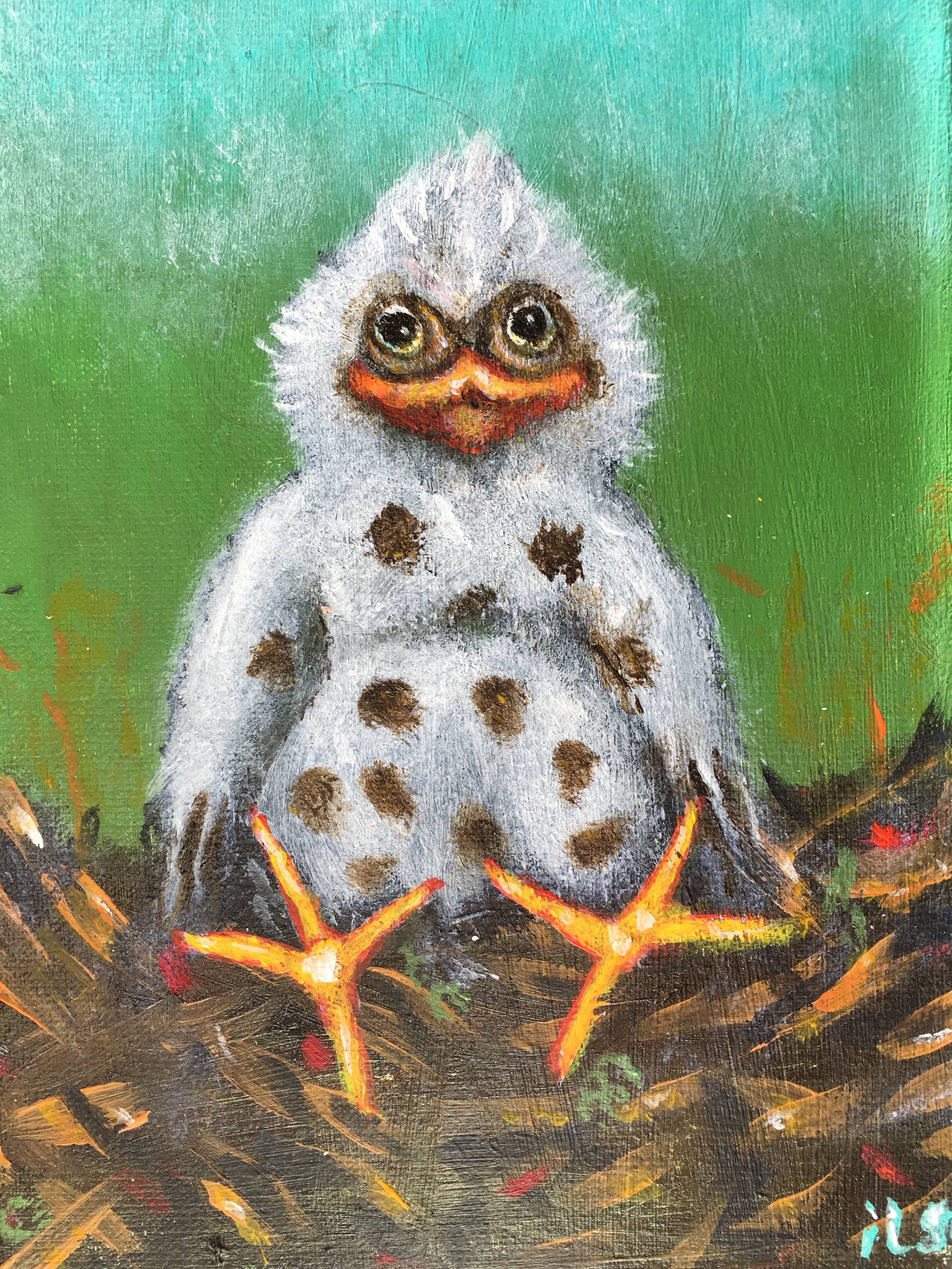 Schilderij: Uilskuiken